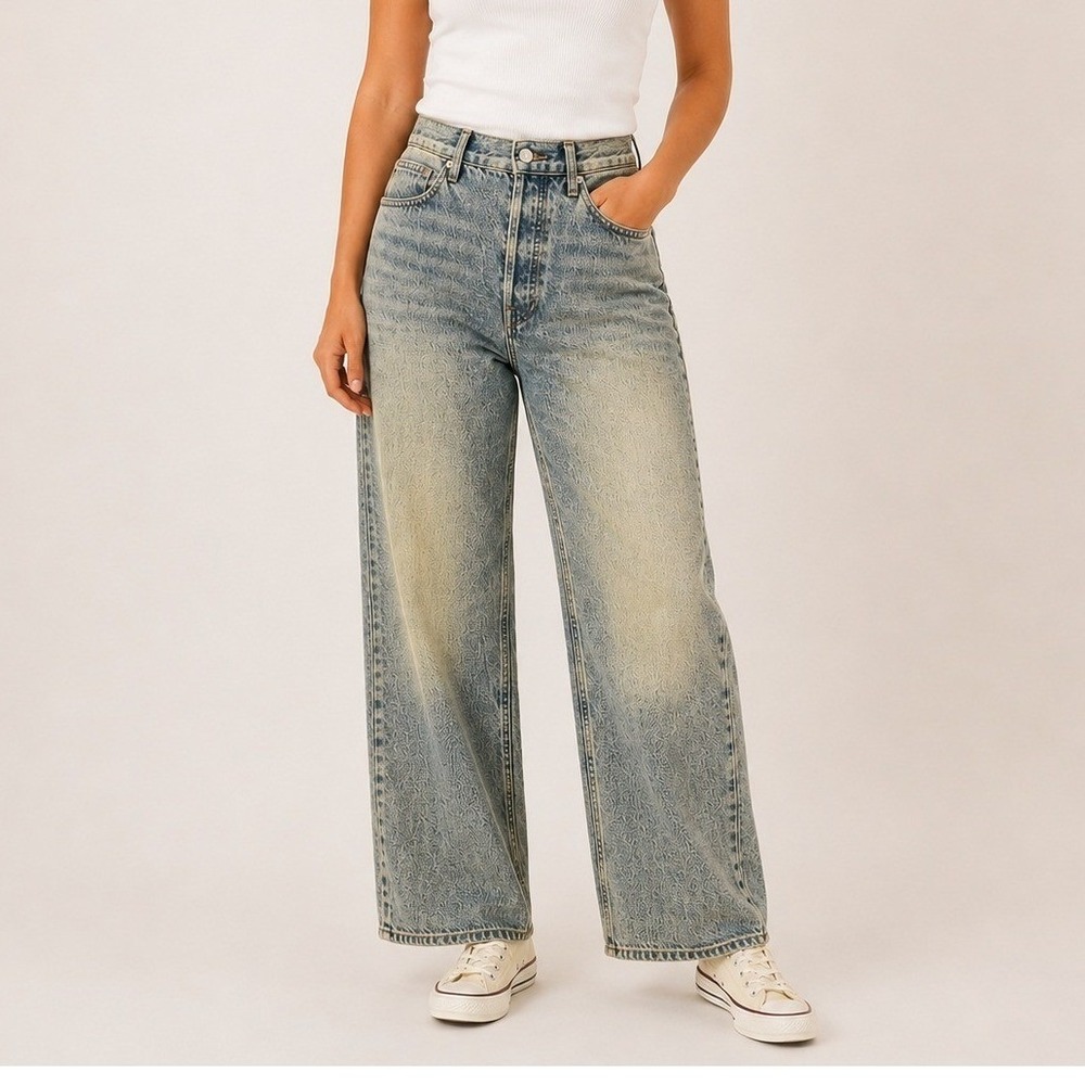 Everlane The 90s Way-High Jean Vintage Blue Straight Leg Organic Cotton Denim